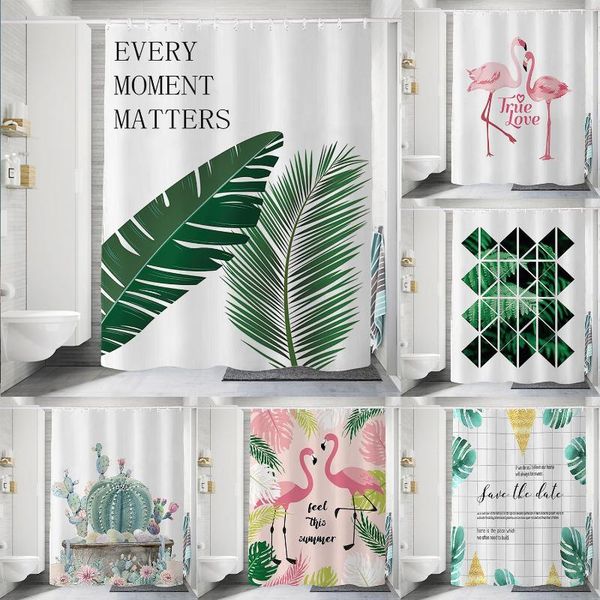 

shower curtains nordic flamingo style washable curtain bathroom frabic waterproof polyester decor sets with hooks