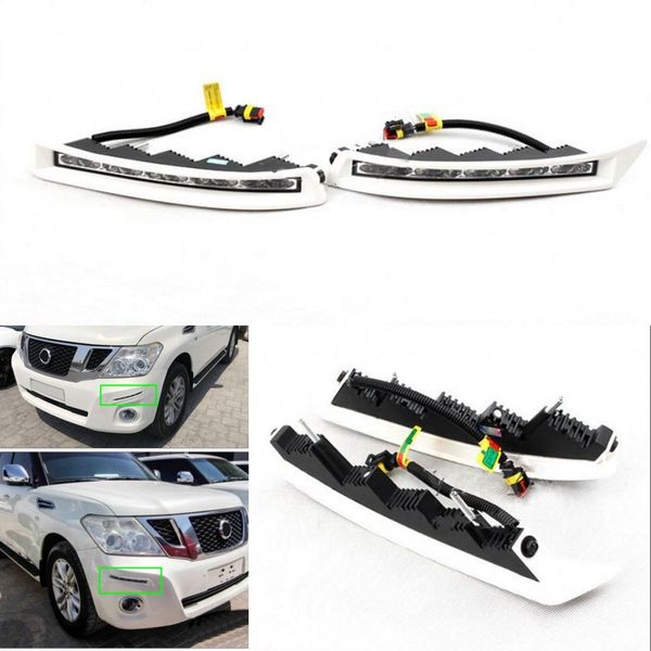 

auto-tech pcs white led daytime running lights driving drl for nissan patrol 2012-2016