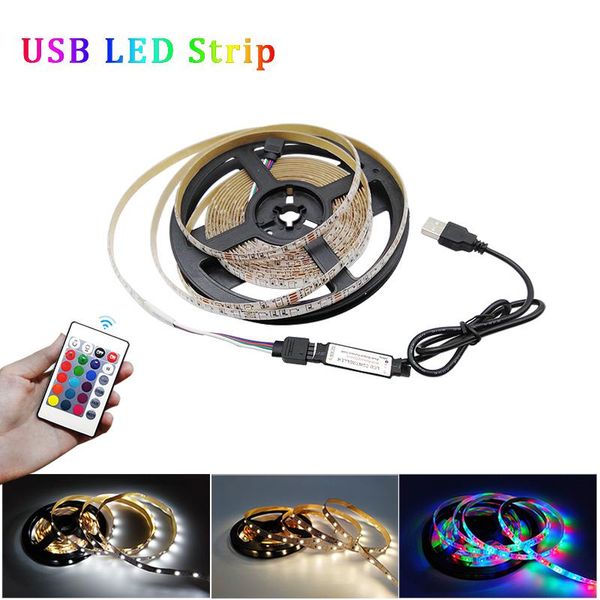 

strips led strip light flexible lamp 1m 2m 3m 4m 5m tape diode smd 2835 dc5v desk screen tv background lighting usb cable 24key control