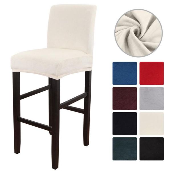 

velvet solid short back color stretch bar chair cover seat slipcover el banquet dining armchair housse de chaise 1pc covers