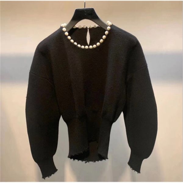 

women's sweaters knitted sweater come hollow out , solid pearl x2hw, White;black