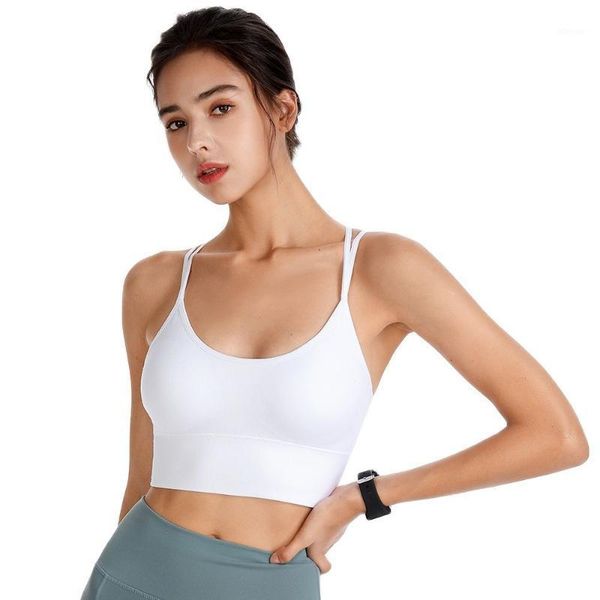 

bustiers & corsets yoga underwear plus size high impact sports bra for fitness women nylon cross straps running gym workout active wear, Black;white