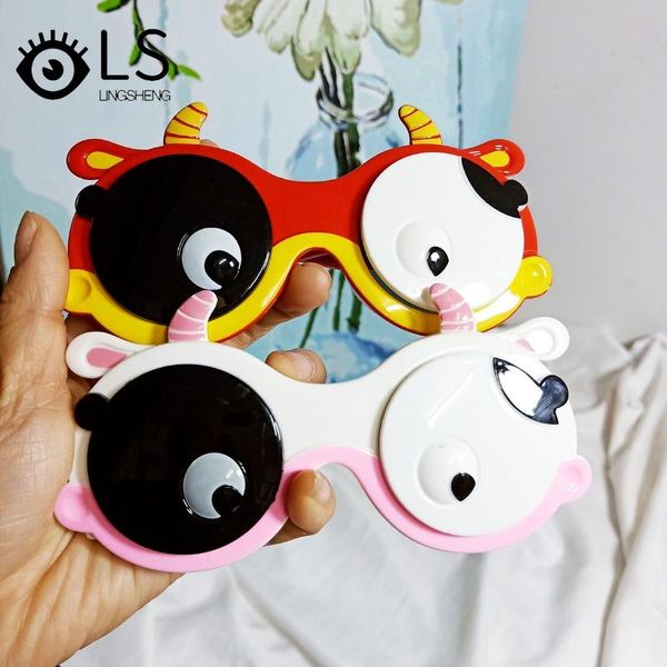 

kawaii kids sunglasses children's cartoon flip polarized cow fashion boys and girls silicone yj181, White;black