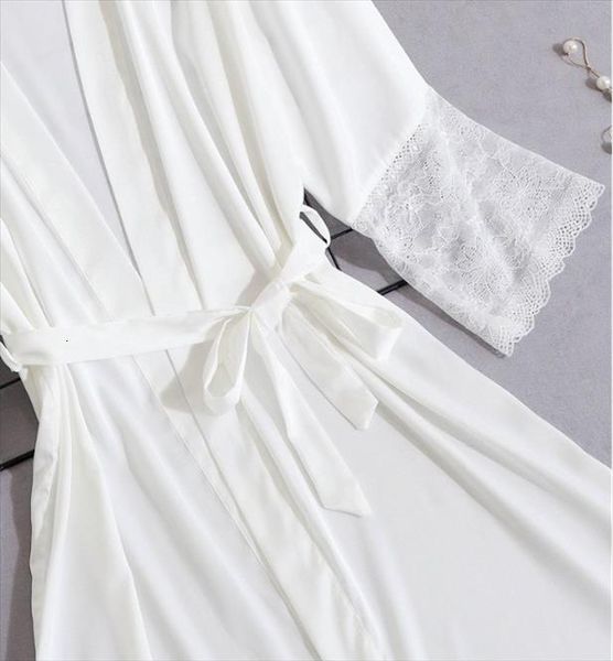 

white bride robe bridesmaid kimono womens sleepwears  xxl lace women bathrobe dressing gown bath sleep lounge nightwear, Black;red