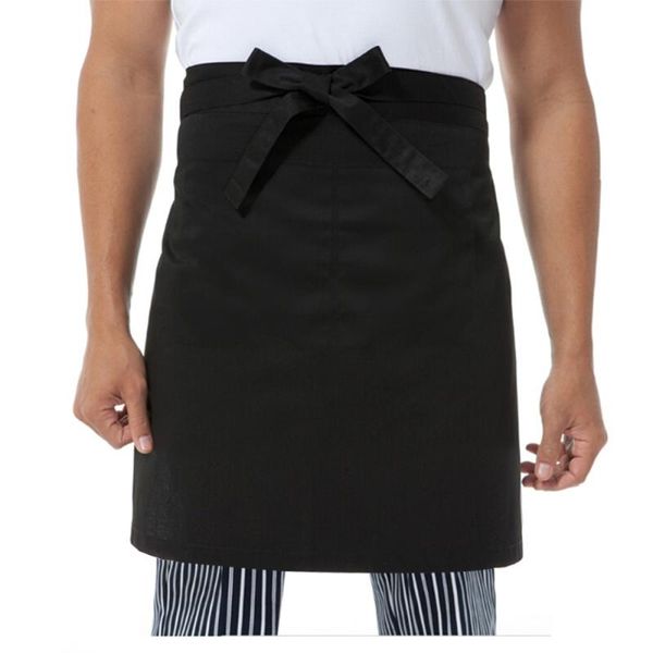 

kitchen cooking waist apron short waiter with double pockets (black) aprons