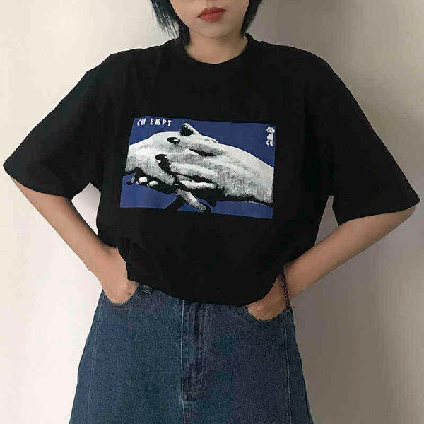 

2021 summer high-quality c.e cavemptt shirt men women pure cotton loose casual printing short-sleeved t-shirt g1207, White;black