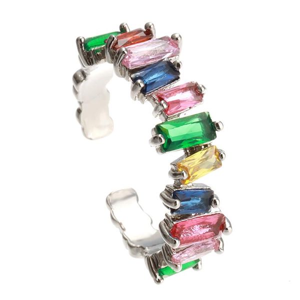 

wedding rings unique rectangle cubic zircon finger charms adjustable colorful engagement ring women jewelry, Slivery;golden
