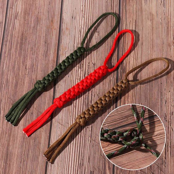 1PC di Campeggio Esterna Mais Nodo di Nylon Catena Coltello Portachiavi Ciondolo Strumenti FAI DA TE Caduta Paracord Corda Di Sopravvivenza Corde 7 Fili