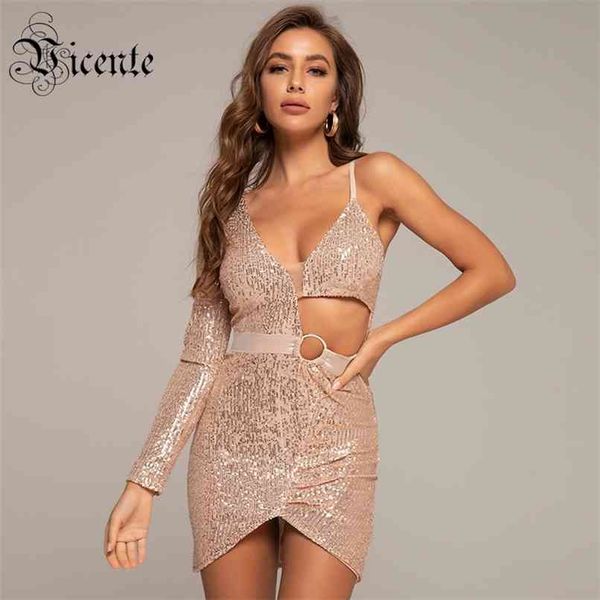 

chic gold sequins hollow out one shoulder celebrity party club mini dress 210520, Black;gray