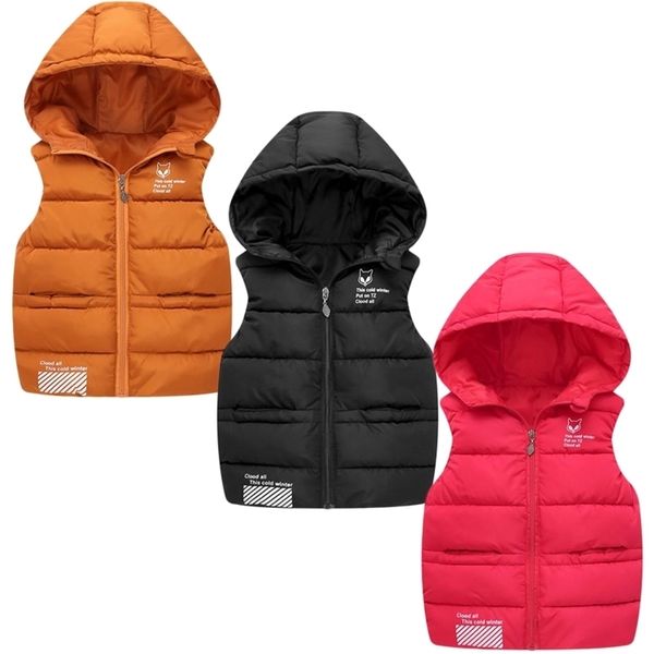 Kinder Daunenweste Mädchen Kapuzenjacke Winterwesten Junge Baby Herbst Oberbekleidung Mäntel 3-8 Jahre Kinder Warme Kleidung 211203