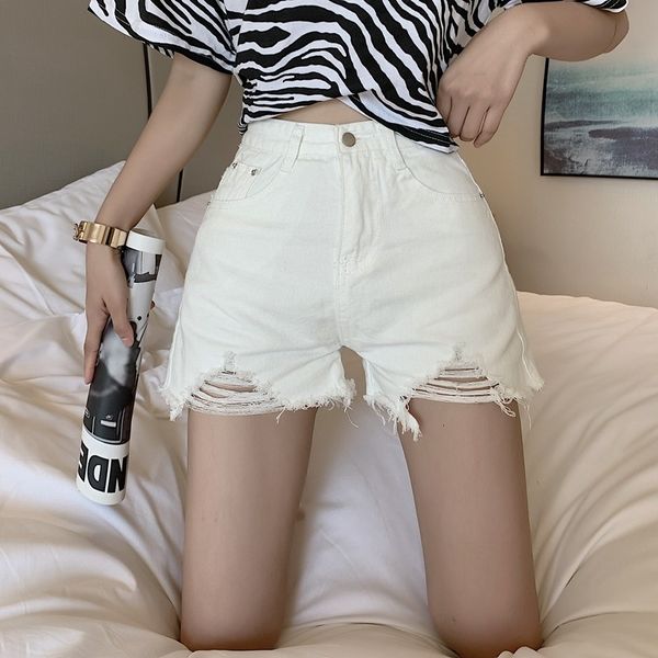 

women's shorts pants korean version of the fashion design sense casual denim shorts women's wear hpox, White;black