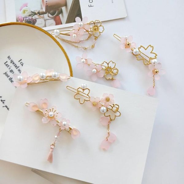 

hair accessories 1pc kawaii flower tassel hairclips for girls hairpins vintage japanese style fashion clips children's gift headwear ac, Slivery;white