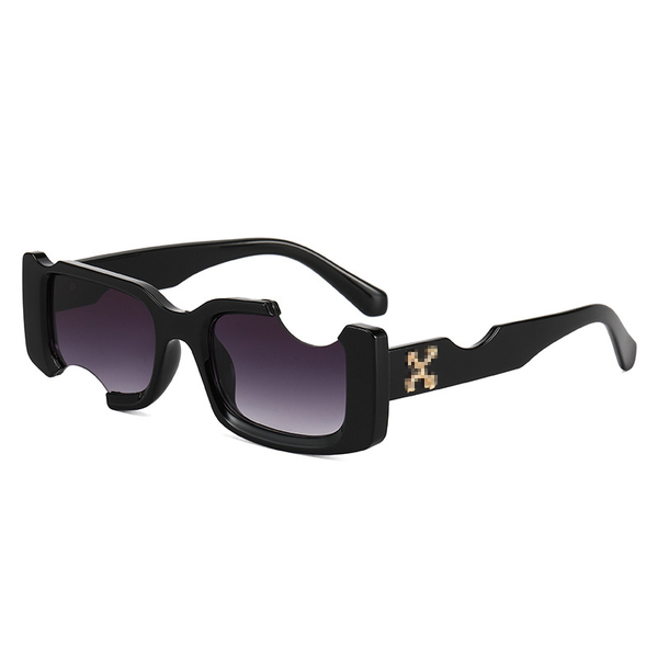 

sunglasses personality notch vintage rectangle glasses ladies fashion uv400, White;black