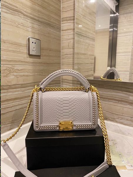 

25c calfskin shoulder bags classic flap small weave handle totes genuine leather gold metal valentine chain chevron braid snakeskin hardware