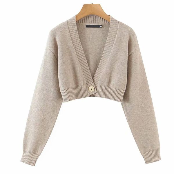 

women's knits & tees yenkye fashion women solid color single button knit cardigan v neck long sleeve crop sweater female autumn outerwe, White
