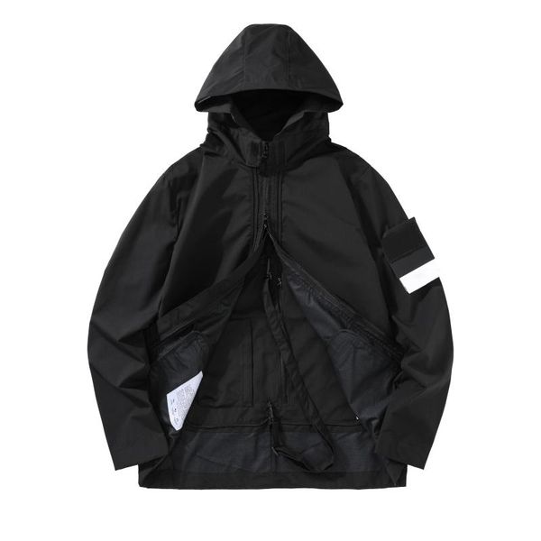 

men's jackets spring and autumn folding storage bag jacket compass sticker fashion brand zipper 2021, Black;brown