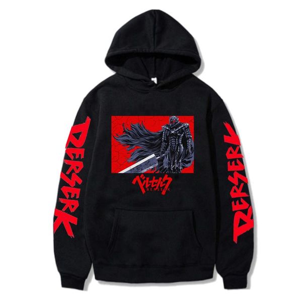 

men's hoodies & sweatshirts berserk anime harajuku cool cartoon the black swordsman guts graphics men women oversized long sleeve winte