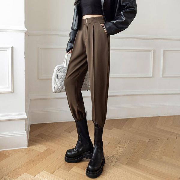

women's suits & blazers straight suit pants female easy leisure tall waist haroun show thin foot trousers for autumn 2021 overalls, White;black