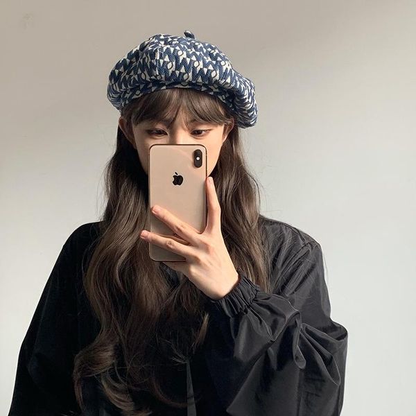 

beanies fashion plaid brand beret women full letter vintage cap autumn and winter minority designer luxury pumpkin hat for artist
