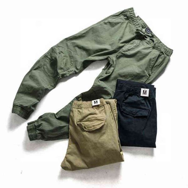 Militärische Armee grün Retro Männer Casual Solid Cargo Hosen Männliche Navy Blue Khaki Soft Streetwear Joggers Baumwolle Homme Marke Hosen H1223