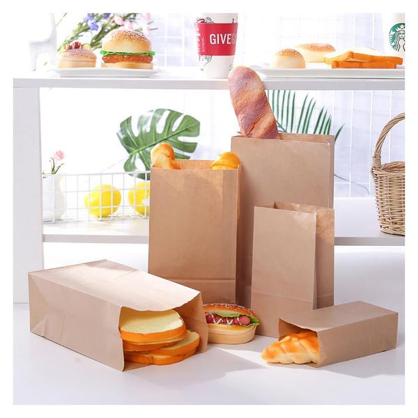 

gift wrap 10pcs kraft paper bags food tea small sandwich bread baking pouch party wedding supplies wrapping takeout