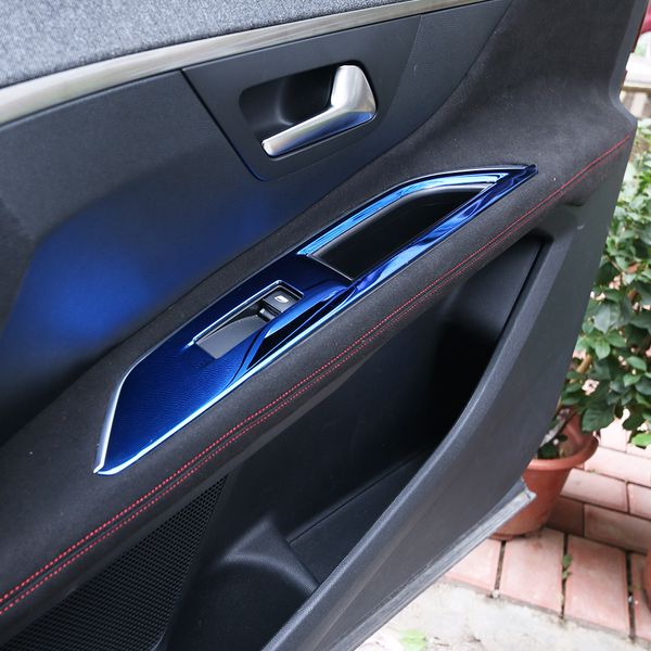 

car styling fit for 17 peugeot 3008 accessories door window lifter protection chrome trim strip interior decoration stickers