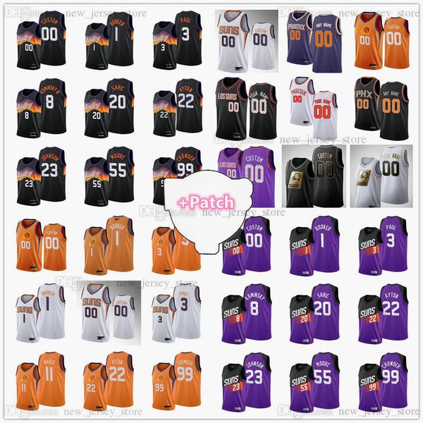 

custom printed 20-21 finals basketball jersey 3 chris 1 devin paul booker 22 deandre 99 jae ayton crowder 20 dario 25 mikal saric bridges 10, Black;red