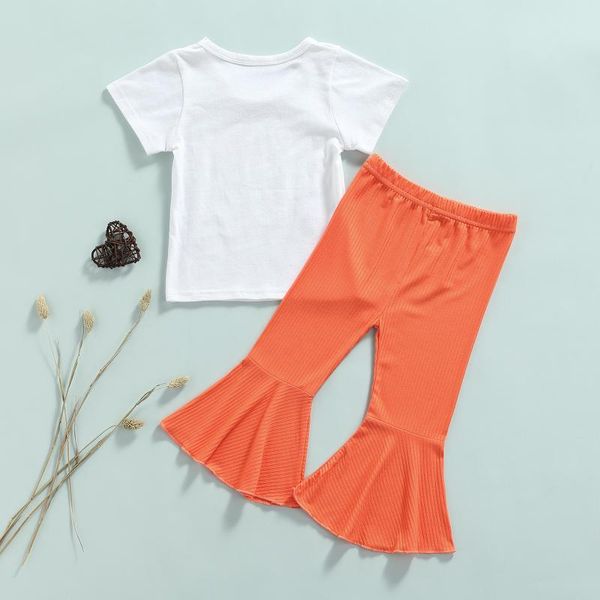 

clothing sets toddler baby girl fall clothes halloween outfit pumpkin long sleeve shirt floral flared pants girls', White