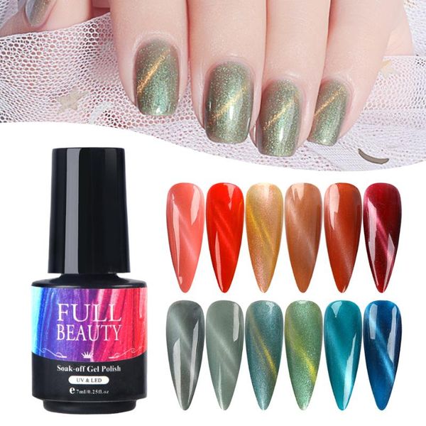 

nail gel 6ml cat eye polish semi-permanent varnish glitter magnet uv led soak off coat gellak manicure decoration pp1571-1, Red;pink