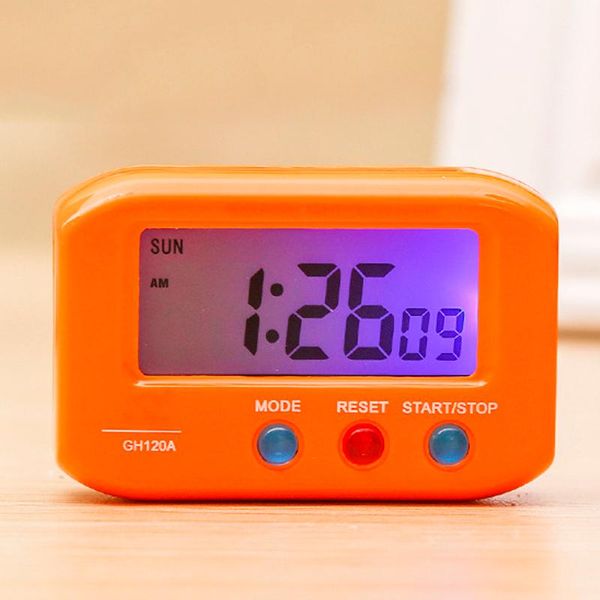 

other clocks & accessories battery power blue night light square mini clock,blue/white/pink/black /orange alarm car clock with satch fun