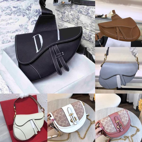 

fashion classic original saddle bag men women chest ladies' retro designer luxury frosted embroidered leather shoulder bags waist genui