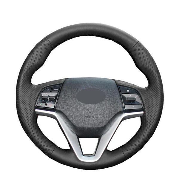 

steering wheel covers black artificial leather(pu) anti-slip car cover for tucson 3 2021 accessories