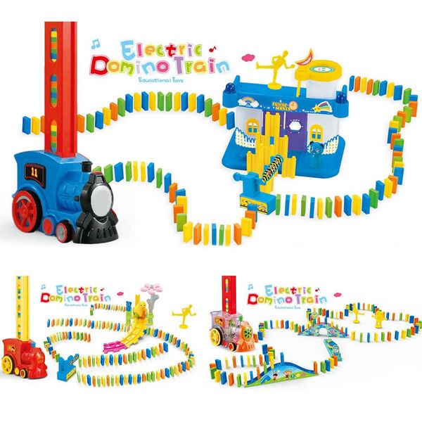 

motorized domino train car kit set up blocks elevator springboard bridge set colorful bricks plastic toy gift for children kids