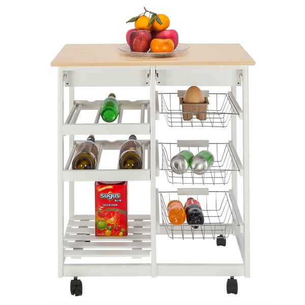 

kitchen movable dining room shelf multi-functional storage cabinet l home with cigarettes wine rack 3 baskets car - white