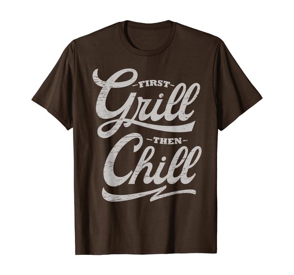 

first grill then chill summer relaxing t-shirt, White;black
