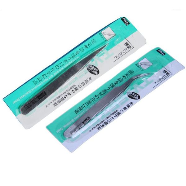 

wholesale- stainless steel tweezer straight + curved crystal rhinestone acrylic gel picking nail tools 2 pcs/lot eyelashes tweezers1