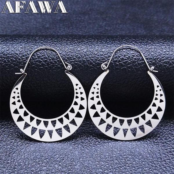 

hoop & huggie stainless steel india flower basket geometry earings women silver color boho circle earrings jewelry pendiente aro e9556s01, Golden;silver