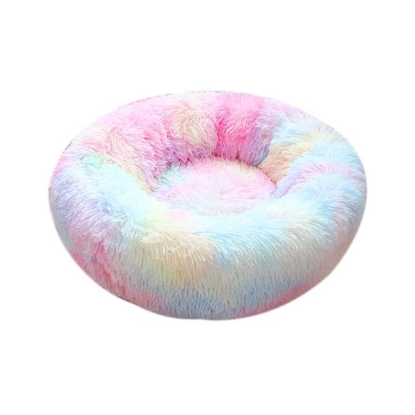 

soft pet bed for cat small dog comfy and fluffy anti-slip waterproof base nest machine washable durable rainbow color 20 beds & furniture