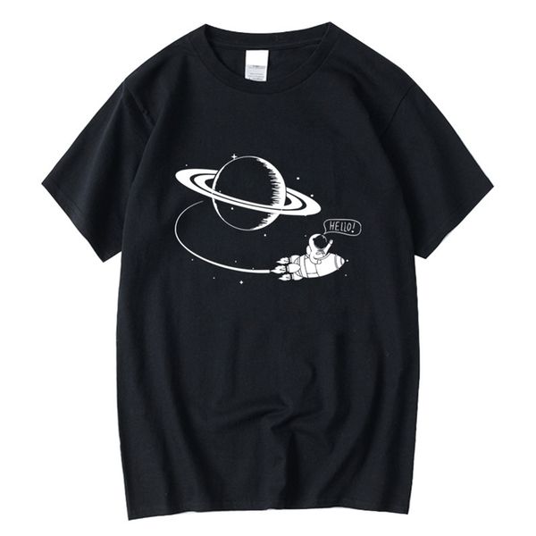 

xin yi men's t-shirt 100% cotton short slleve funny spaceman print cool loose men tshirt o-neck male tee 210707, White;black
