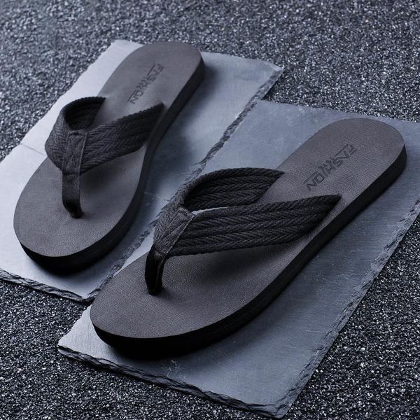 

brand sandals men slippers flat comfortable men's flip flops casual shoes summer beach sapatos hembre sapatenis masculino, Black