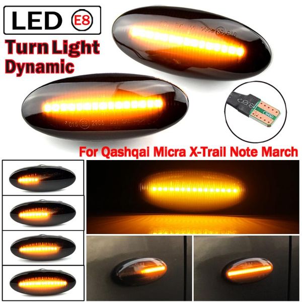 

2pcs led dynamic turn signal side marker light sequential blinker for qashqai dualis juke micra march note emergency lights