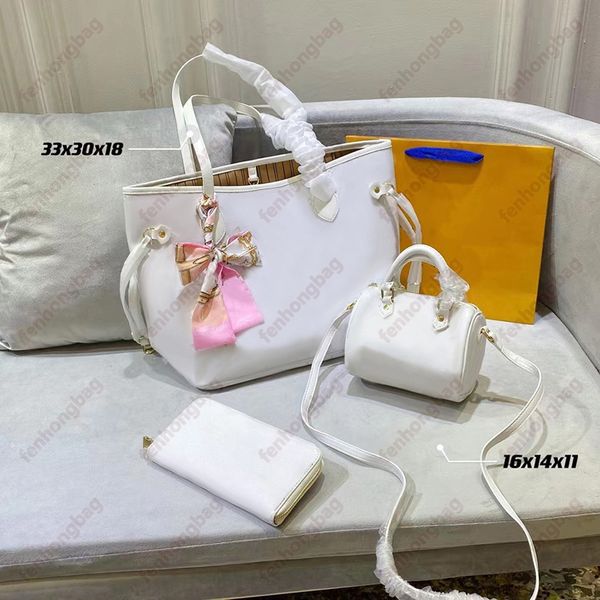 

designer fashion woman shoulder bags three-piece totes handbag genuine leather classic pattern design super large capacity gifts 025