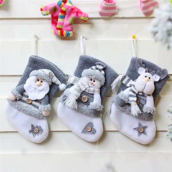 

christmas decorations family party decoration xmas stockings gray santa claus elk snowman tree decor ornaments gift bag