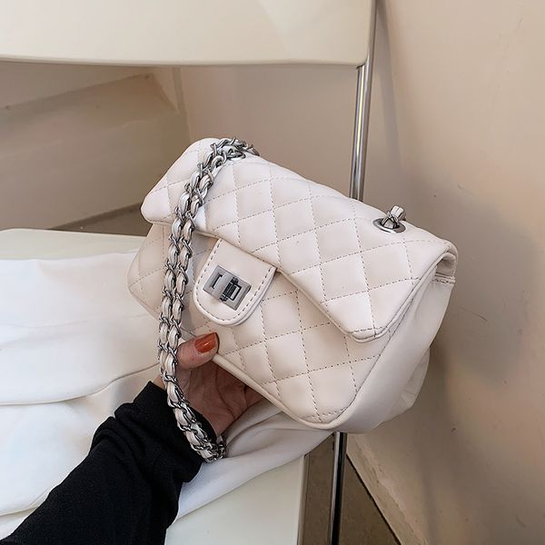

small lingge chain pu leather flap crossbody bag 2021 shoulder handbags beautiful fashion luxury trendy purses white black l003