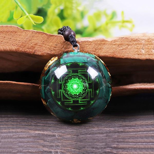

pendant necklaces natural malachite chakra yoga meditation reiki healing crystal orgonite spiritual energy necklace, Silver