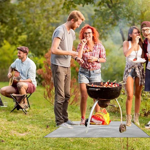 

outdoor pads bbq grill mat flame retardant anti skid pad fireproof oil repellent for camping stove cushion polyester fiber