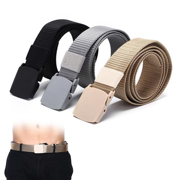 

115cm length outdoor tactical belt plastic buckle nylon waist belts, Black;brown