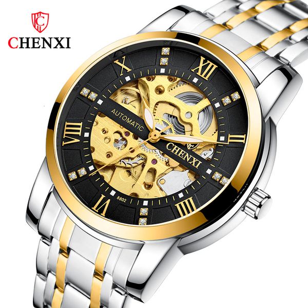 

2021 chenxi fire new 40mm men mechanical watches rvs automatic saffier glass relogio masculino, Slivery;brown