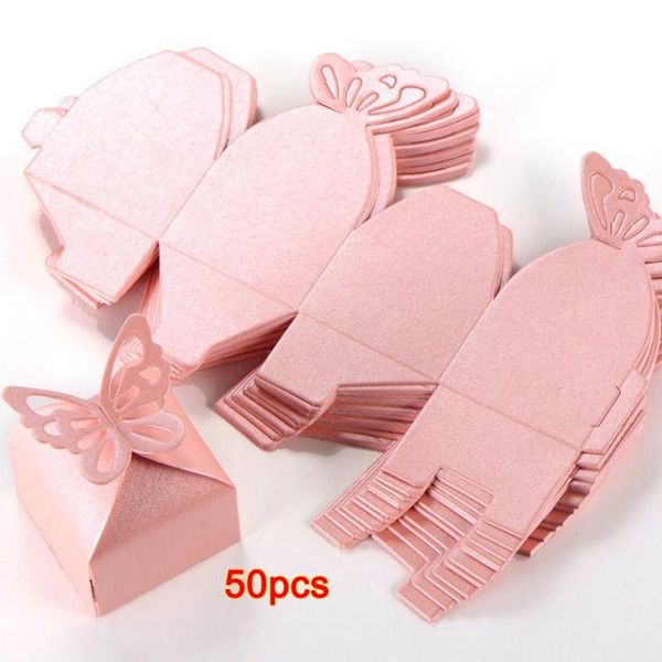 

50pcs butterfly decoration boite a dragees wedding baptism birth rose gift wrap