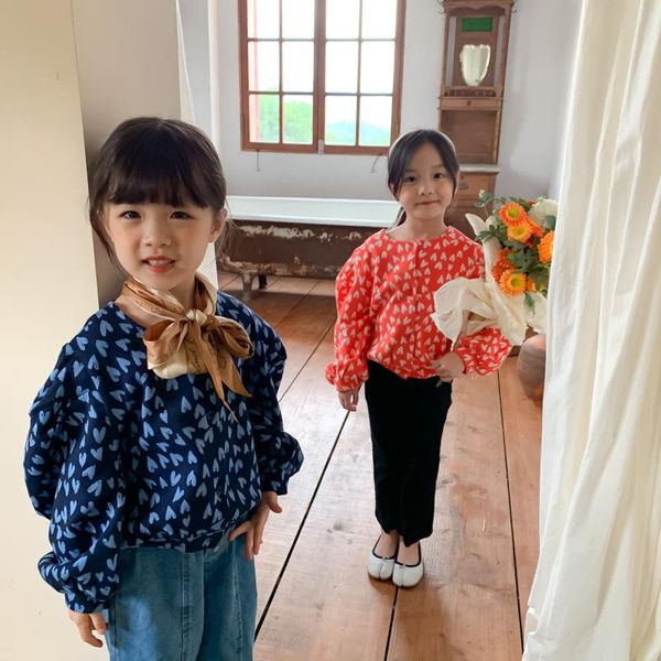 

jackets children fashion girl coat 2021 autumn girls' korean bubble sleeve children's leisure round neck love cardigan clothes, Blue;gray